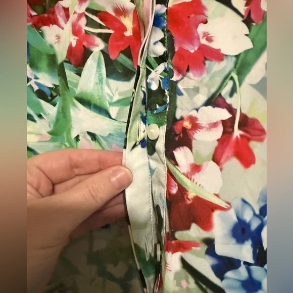 Talbots Floral Long Sleeve Popover Tunic Top Size 2X Tropical Cruise Hawaiian - Picture 5 of 8